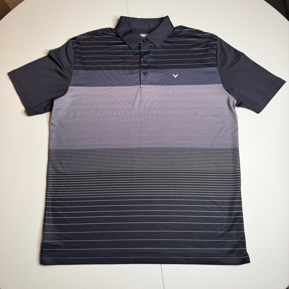 Callaway Mens Opti-Dri Golf Polo Shirt Medium Black Grey Striped SA4031